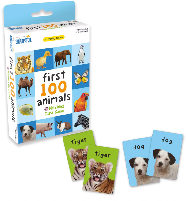 First 100 Animals Matching Card Game