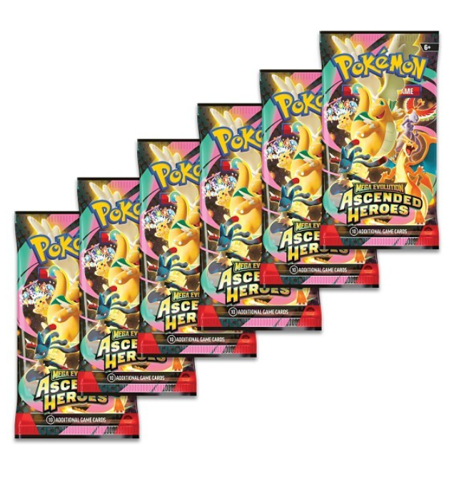 Pokémon TCG: Mega Evolution–Ascended Heroes Booster Bundle ( 6 Packs )